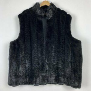 Suzanne Somers 3X Black Faux Fur Vest Jacket Coat
